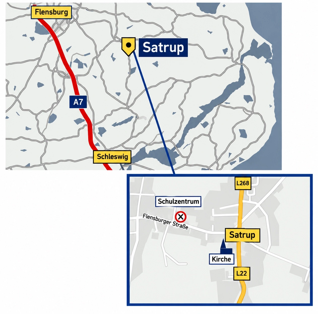 Anfahrtsskizze zum Matzenhof in Satrup